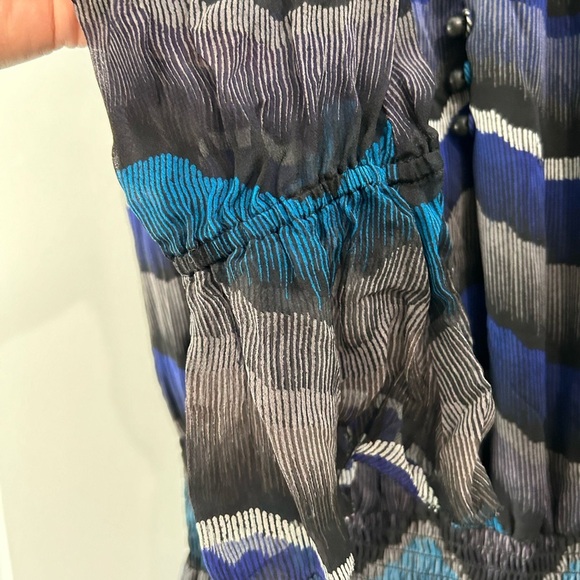 Diane Von Furstenberg Women's Sz 0 Kelley Smocked Chiffon Silk Peacock Dress DVF - Picture 6 of 14